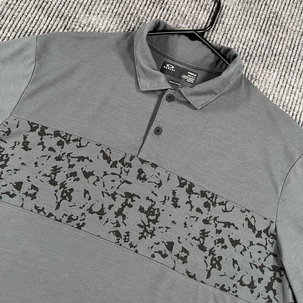 Oakley Polo Shirt Mens XL Extra Large Gray Short Sleeve Casual Golf Soft